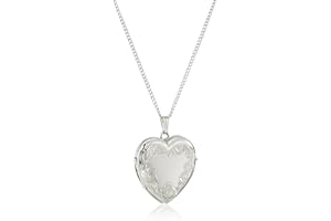 Amazon Essentials Engraved Four-Picture Heart Locket, 20", (previously Amazon Collection)