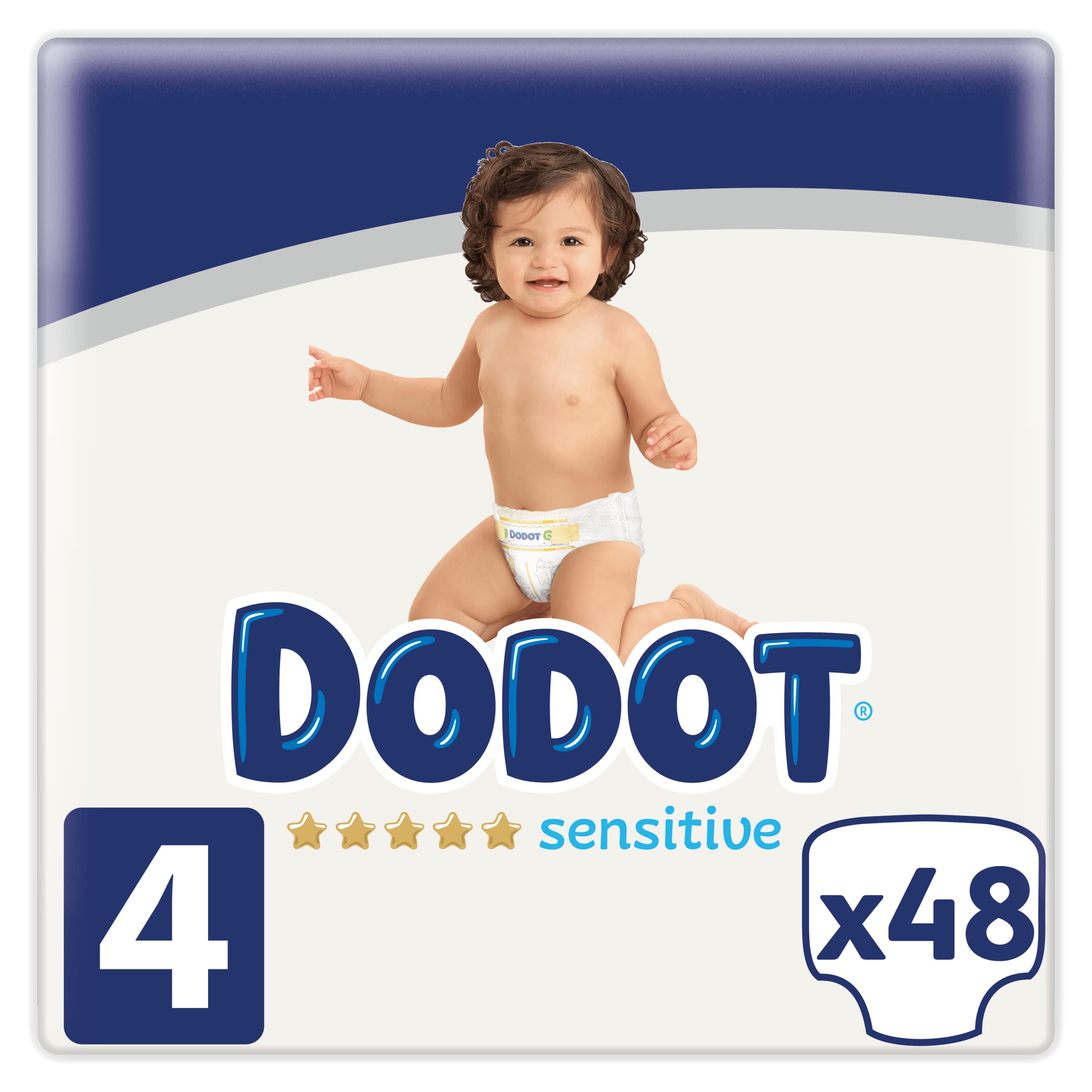 DODOT Sensitive - Diapers, 9 to 14 kg, White, Size 4, Vanilla, 48 Count