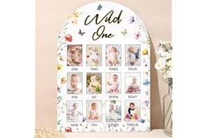 Wildflower First Year Photo Board Wild Flower Birthday Party Decorations Wooden Board 12 Monthly Milestone Picture Frame Flow