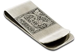 FLAMEREFLECTION Stainless Steel Money Clip For Men Dad Boy Friend Father Floral Initial Letter Box Monogram Wallet Cash Card Holder