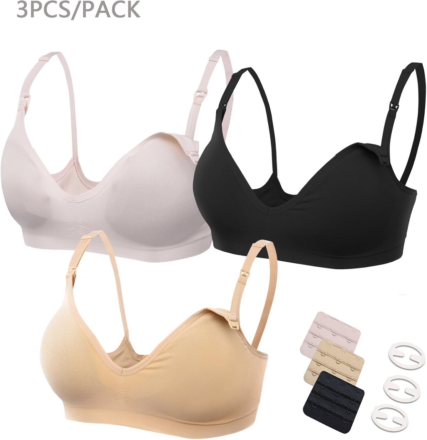 HOFISH 3 Pack Seamless Clip Down Deep V Neck Push Up Nursing Bra Maternity Bras 3PACK Inlcuding Extenders & Clips at  Women’s Clothing store