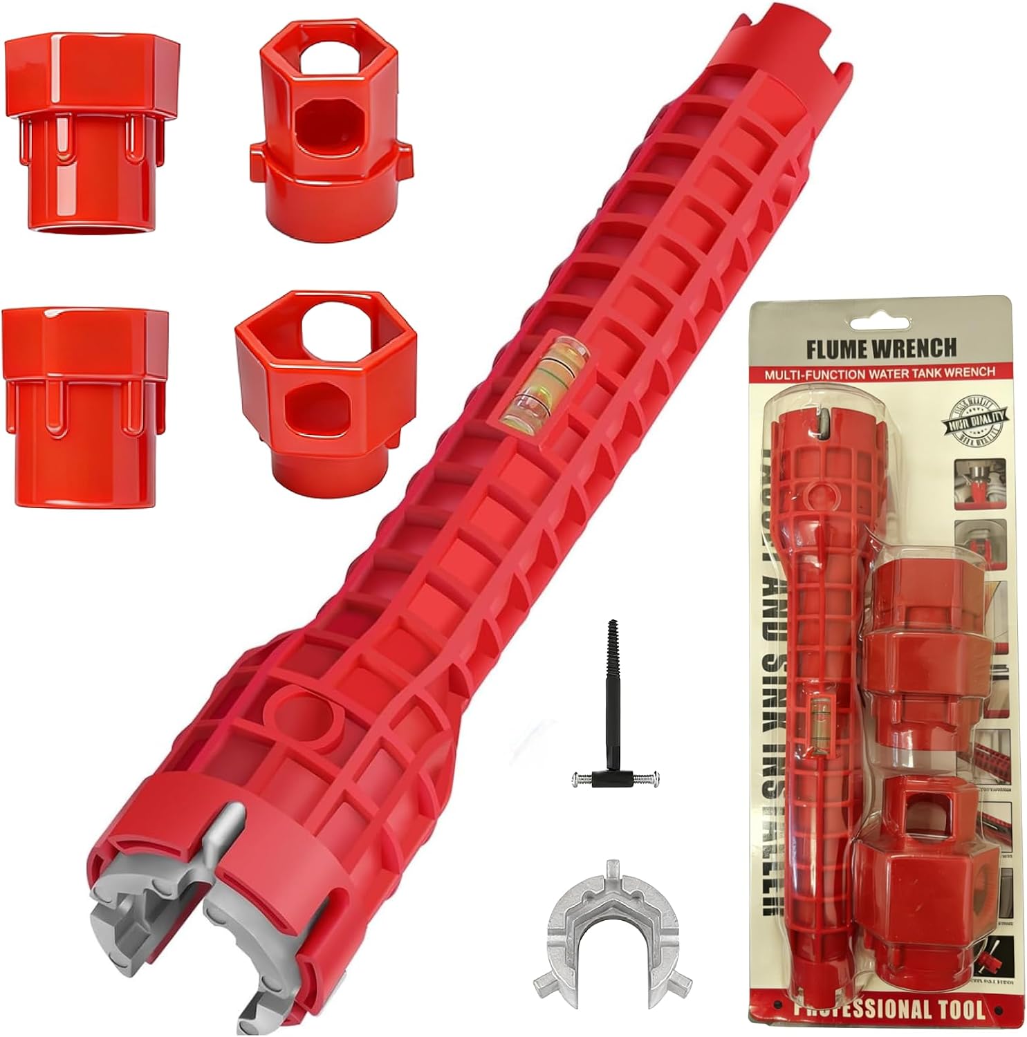14-in-1 Professional Basin Wrench & Sink Installer - 9.6" Hardened ABS Plumbing Tool for Faucet Installation, Toilet Repair & Tight Spaces - Multi-Purpose Wrench with Instructions & Video