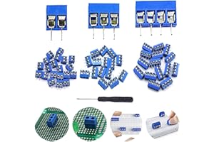 DAOKI 60PCS Screw Terminal Block Connector PCB Mount KF301 2/3/4 PIN Pitch 5mm for Breadboard PCB Board with Phillips Screwdriver