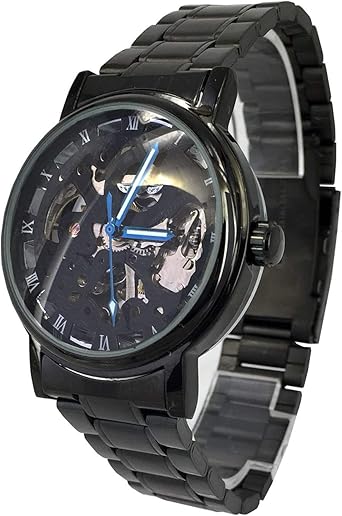 Reloj de pulsera con caja negra y esfera transparente ...