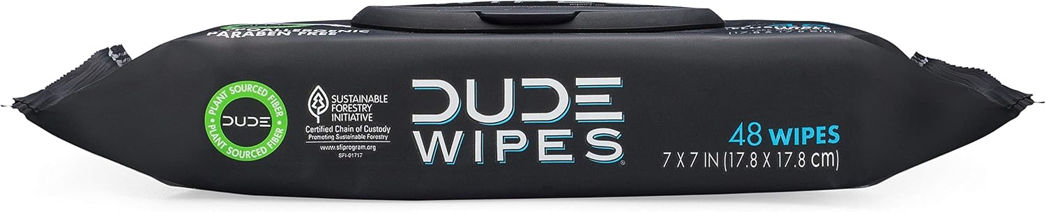 Dude Wipes Flushable Wipes, Unscented & Naturally Soothing, Dispenser Pack (48 ct), white, 1 count (Pack of 48) - Image 4