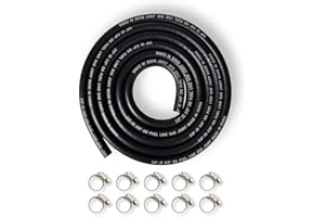 YAMAKATO Fuel Line Hose 3/8 inch Gas Line Hose Rubber NBR SAE 30R7 6FT for Automotives Boat Generators w/ 10 Clamps