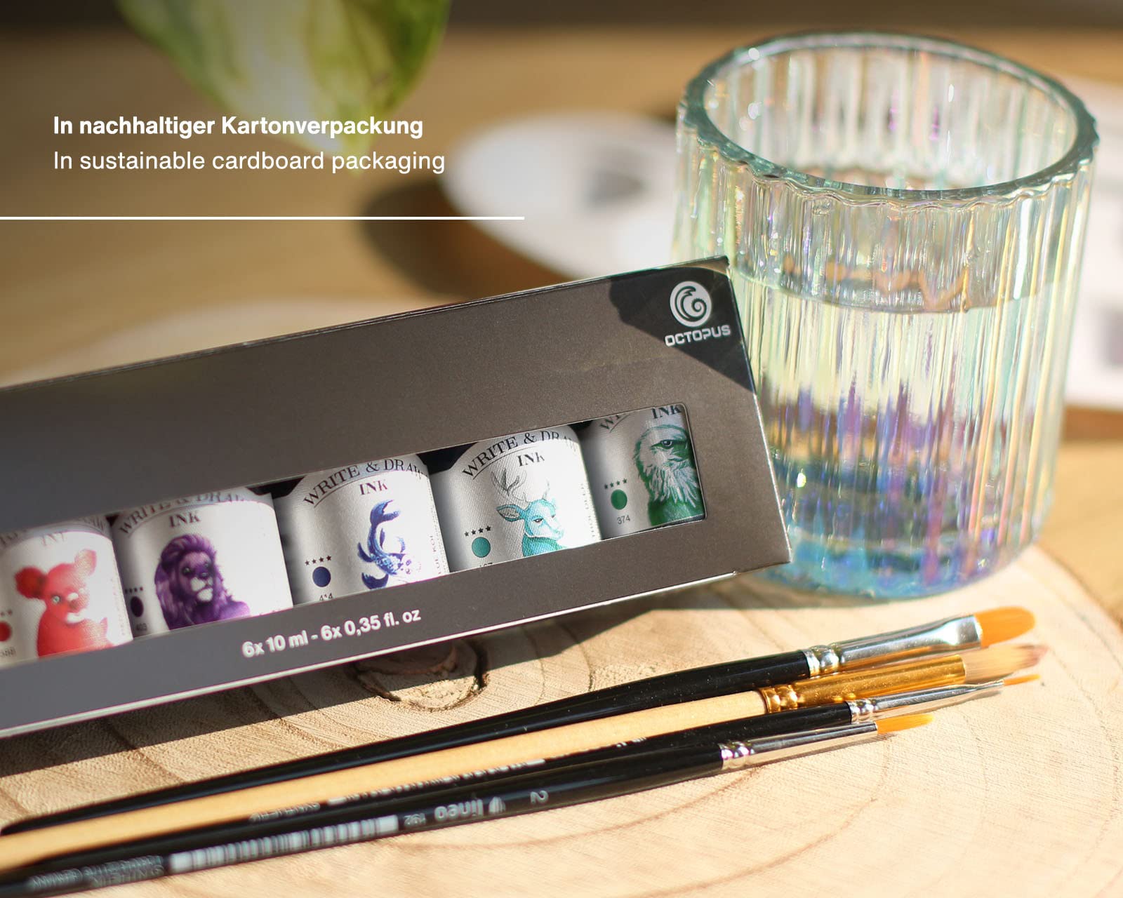 Octopus Write and Draw Ink 347 Black Elephant, wasserfeste Tinte zum Schreiben und Zeichnen, Kalligraphietinte, lichtechte Zeichentusche für Füllhalter, schwarz, 50 ml 6