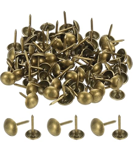 Uxcell 120-Pack Antique Copper Tone Upholstery Nails – 9mm Round Head Decorative Thumb Tacks For Furniture, Sofas, Headboards & DIY Crafts