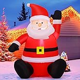 COMIN 4FT Christmas Inflatables Decorations Outdoor Blow Up Santa Claus Inflatable with Built-in LEDs for Yard Lawn Garden