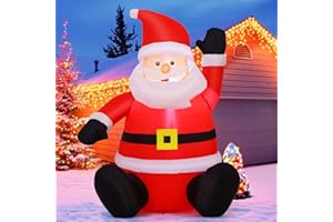 COMIN 4FT Christmas Inflatables Decorations Outdoor Blow Up Santa Claus Inflatable with Built-in LEDs for Yard Lawn Garden