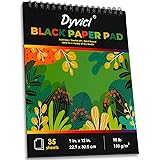 Dyvicl Black Paper Pad 9"x12" Sketch Book Set, Pack of 2, 35 Sheets Each(90 lb/150gsm), Spiral Bound Black Sketch Pad Drawing
