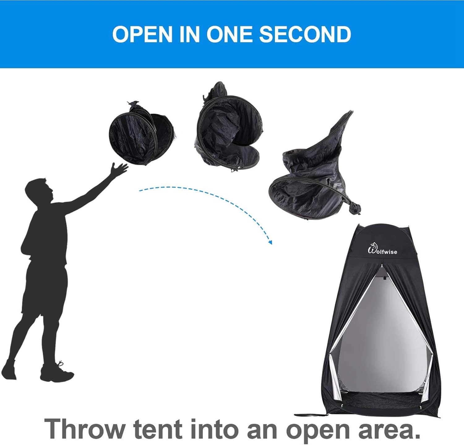 WolfWise 6.6FT Portable Pop Up Shower Privacy Tent Spacious Dressing Changing Room for Toilet Camping Biking Beach: Sports & Outdoors