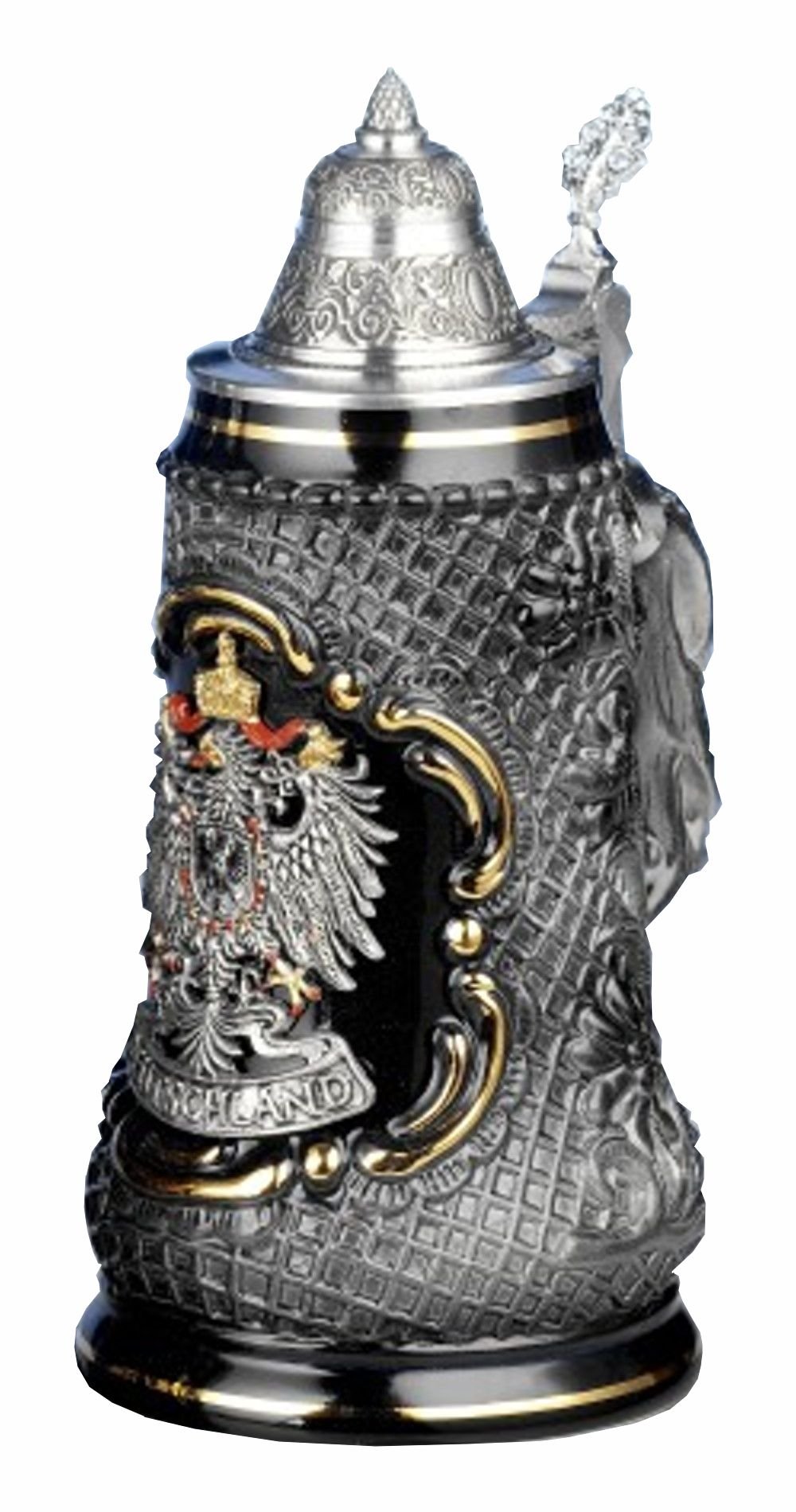 King German Beer Stein Lozenge Stein Pewter Eagle Stein 0.5 Liter tankard, Beer Mug KI 720-SZ 0,5L Deutschland