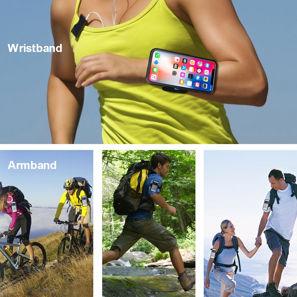 Sportlink Run Kit for iPhone X / iPhone 10, Sports Wristband Phone Holder, Workout iPhone Armband for Cycling Gym Jogging Running (Black)
