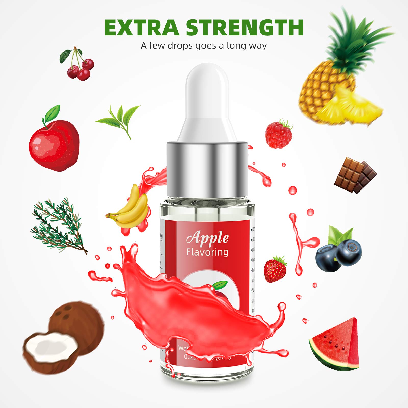 Nomeca Food Flavoring Oil, Candy Flavors Strawberry Chocolate Vanilla Flavoring Extract for Baking Cooking and Lip Gloss Making, Water & Oil Soluble - .2 Fl Oz / 6 ml with Droppers (Pack of 12)