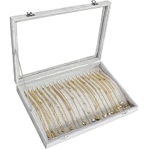 Boîte à Bijoux En Bois Avec Couvercle Transparent - Organisateur Pour Colliers Avec Crochets - Dimensions 35x24x5cm - Rangement Voyage - 7