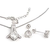 2 carat Lab Grown Diamond Solitaire Pillar of Light Mossanite Diamond Jewellery SET Diamond Necklace Jewelry Diamond for Daughter Valentine day gift idea Silver 18kt White Gold HANDMADE Women Birthday