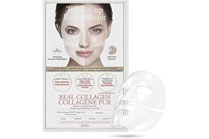 DERMAFIX Real Collagen Face Mask Italian Hydrolyzed Collagen 500Da Anti Aging Sheet Mask for Wrinkle Reduction, Skin Firming 