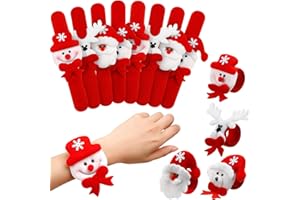 Blulu 20 Pieces Christmas Slap Bracelets Christmas Snap Bracelet Party Favors Xmas Slap Bands Include Santa Claus Snowman Reindeer Bear Xmas Decorations for Girls and Boys