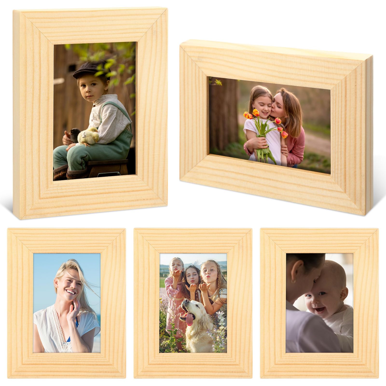 Photo 1 of Kigley 6 Pcs 2.5 x 3.5 Inches Picture Frame Mini Rustic Picture Frames Wallet Size Wood Grain Table Desk Top Standing Fits Photo for Wall and Tabletop Picture Display