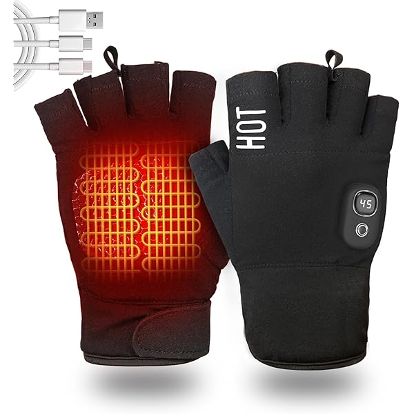 Rechargeable Heated Gloves USB Heated Fingerless Gloves (2