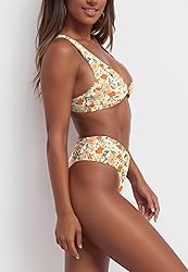 Women's OldLace Floral Bikini Set Cheeky High Cut 2