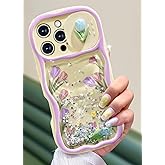 Toycamp for iPhone 16 Pro Max Case with Sliding Camera Cover, Flower Tulip Flowing Liquid Quicksand | Women Girls, Cute Phone Cover, Girly, Glitter, Pretty, Kawaii Design, 6.9 "