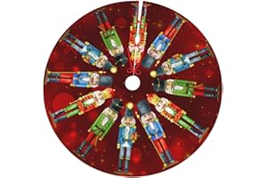 LUMANSITTER Christmas Nutcracker Red 36 Inch Christmas Tree Skirt Carpet Mat Funny Party Decor Supplies for Xmas Halloween Decorations Occasion Ornament