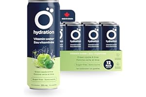 Ö Hydration Vitamin Water | Green Apple & Lime | 12 x 355 mL | Zero Sugar, Non-Carbonated Beverage | With 4 Electrolytes, Vit