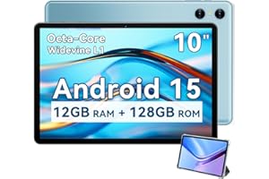SVITOO Android Tablet 10 Inch, 2025 Android 15 Tablet for Kids Adults, Octa-Core, 12GB RAM 128GB Storage 1TB Expandable, Dual Cameras 8MP 2MP, Split Screen, 6000mAh GPS Dual Speakers Face Unlock WiFi- Blue