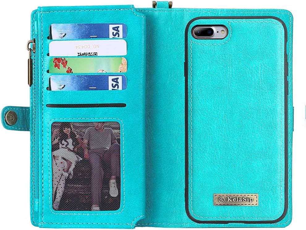 iPhone SE 2020 Case iPhone 7 wallet Case iPhone 8 Case with Zipper Flip Card Holder PU Leather Wallet Card Case Detachable Magnetic Cover Case