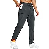 Men's Fleece Lined Winter Pants 32"/34"/36" Inseam Tall Sweatpants with Zipper Pockets Warm Athletic Joggers Men