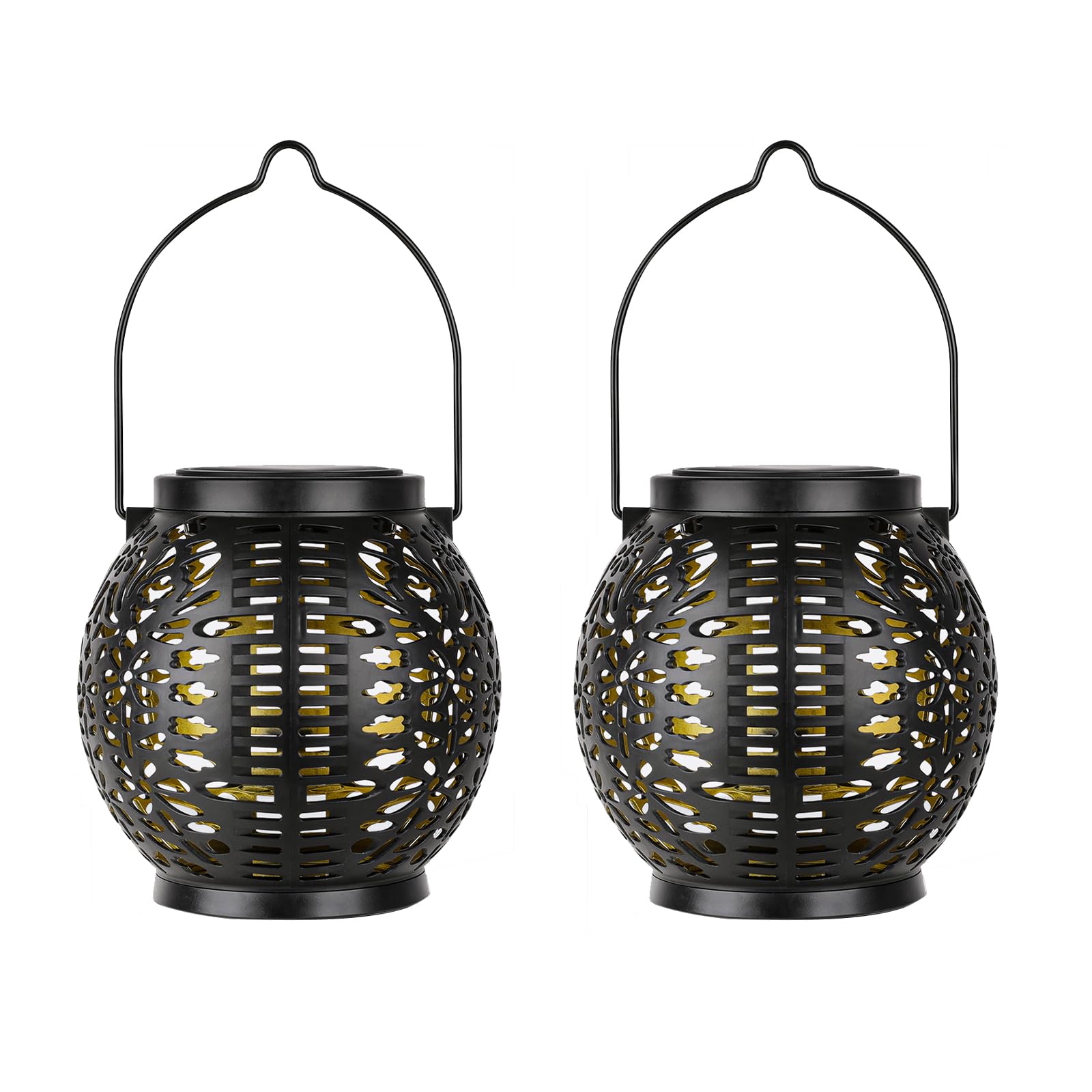 2 Pack Solar Lanterns for Garden - Outdoor Hanging Garden Solar Lights, IP54 Waterproof, Long Working Time, Vintage (Warm White)