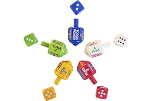 MEXART Classic Mexican Pirinola Toma Todo Solid Plastic Peace and Dices 10 Multicolors Pack/Pirinola y Dados de Plastico Solida (10 Pack)