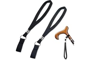 Walking Cane Wrist Strap 2-Pack 24cm Adjustable Black Nylon Crutch Hand Lanyards for Seniors Outdoor Mobility Hiking Pole Hol