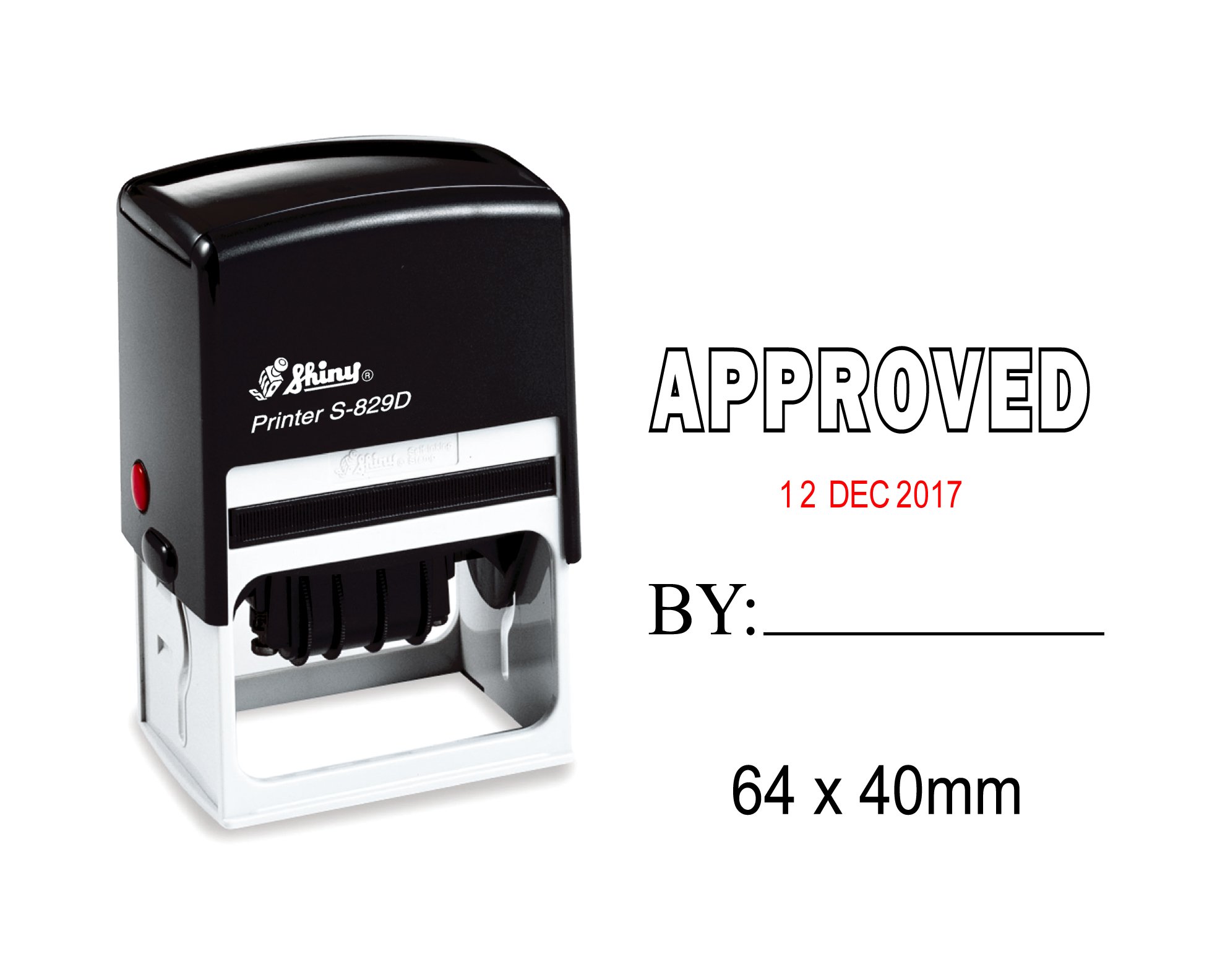 Self Inking Shiny Date Stamp with Approved by Text Office Stationery Rubber Stamper S-829D