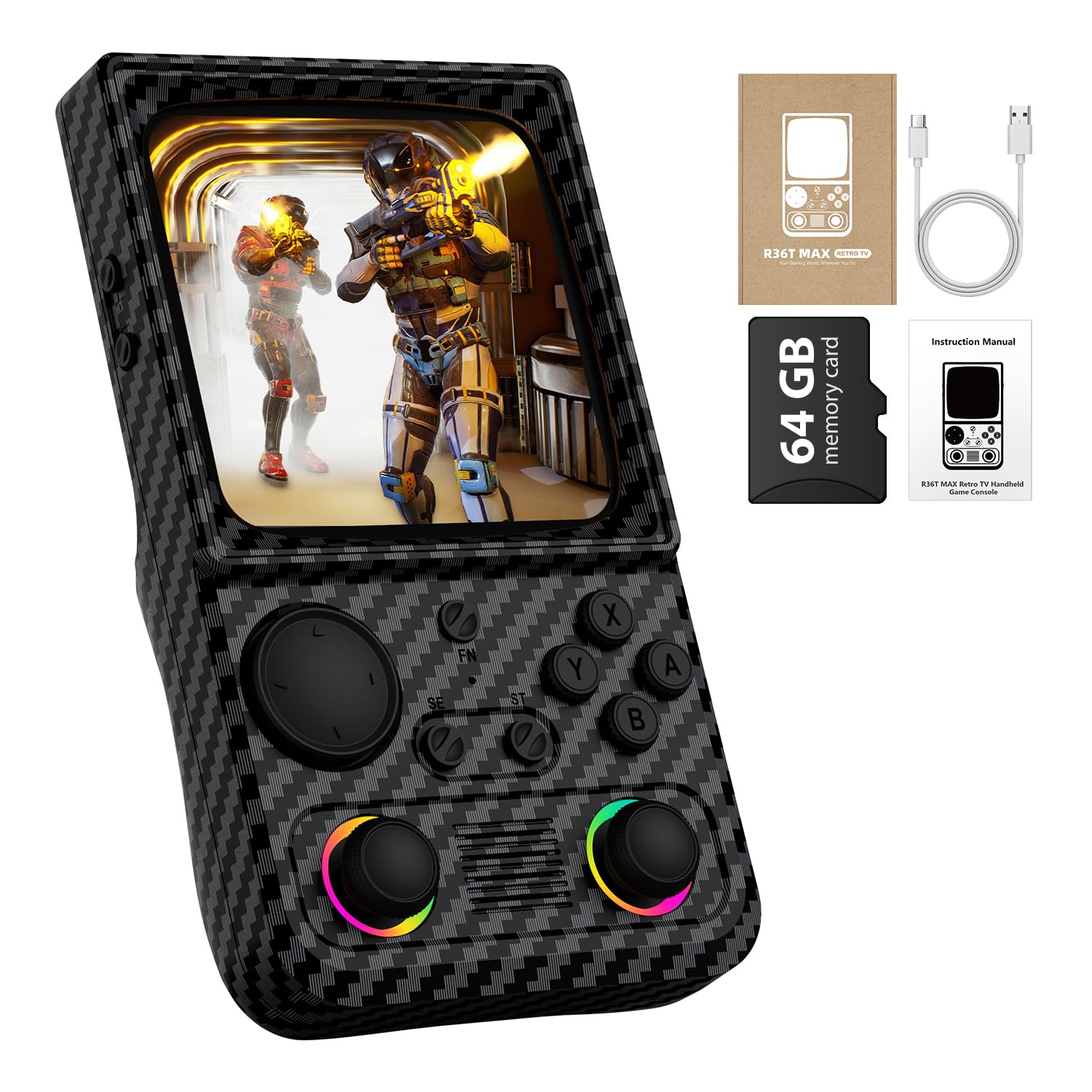 Photo 1 of **similar not exact**
R36TMAX Retro Gaming Console, 4.0'' IPS Screen, Retro Handheld Game Console with 18000+ Classic Games Supports WiFi Networked Fighting and OTG, 4000mAh Battery, with Portable Case(Carbon Black 64GB)