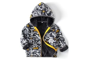 YUHANWOO Toddler Printed Polar Fleece hooded Jacket Baby Boys Girls Kids Winter Warm Spring Autumn Outerwear Soft Lightweight