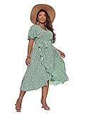 Floerns Women's Plus Size Boho Flutter Short Sleeve
