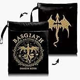 Book Cover Dragon Ridder Inspired Gift, Dragon Merch Pattern Reusable Book Pouch, BASGIATH WAR COLLEGA Book Sleeve for Book Lovers (Black-Dragon 2, Large)