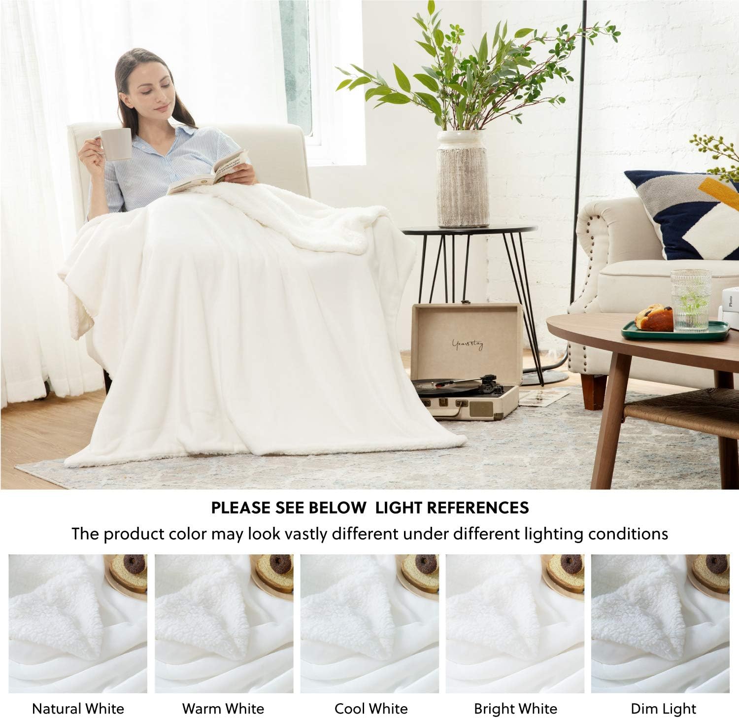 Bedsure Sherpa Fleece Blanket Throw Size White Plush Throw Blanket Fuzzy Soft Blanket Microfiber: Home & Kitchen