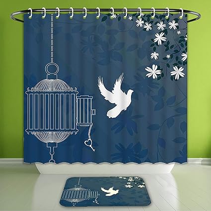 Amazon Com Waterproof Shower Curtain And Bath Rug Set Romantic