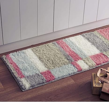 Amazon ベルメゾン キッチンマット 新生活 抗菌 防臭 シャギー マット ピンク ライトブルー系 約45 1 Belle Maison ベルメゾン ホーム キッチン