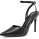 Elisabet Tang Women's Elegant 4 in Pumps Sexy Closed Toe Stilettos Stylish Pointed Toe Heels Adjustable Ankle Strap Daily Party Work Shoes