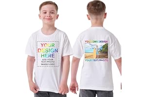 huale POD Custom Personalized Shirt for Child Boys Girls - Personalized Kids Shirt with Text Photo Image - Front & Back Print