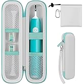Toothbrush Travel Hard Case Compatible with Oral-B Pro 1000, 2000, 3000, 3500, 1500/ for Philips Sonicare ProtectiveClean 4100 5100 Electric Toothbrush with Mesh Pocket&Carabiner - White (Bag Only)