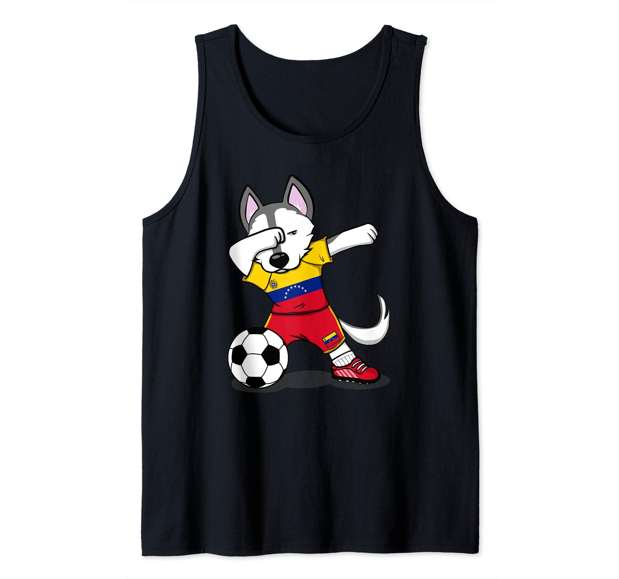 Dabbing Husky Venezuela Football Venezuelan Flag Soccer Gift Tank Top
