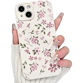 Lovmooful for iPhone 14 Case Cute Flower Floral Leaf Design-Pink | Compatible for iPhone 14 Case,Aesthetic,for Girls Women,Soft TPU,Shockproof,More Protective,Girly