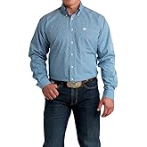 Cinch Men's Blue Print Long Sleeve Button Shirt