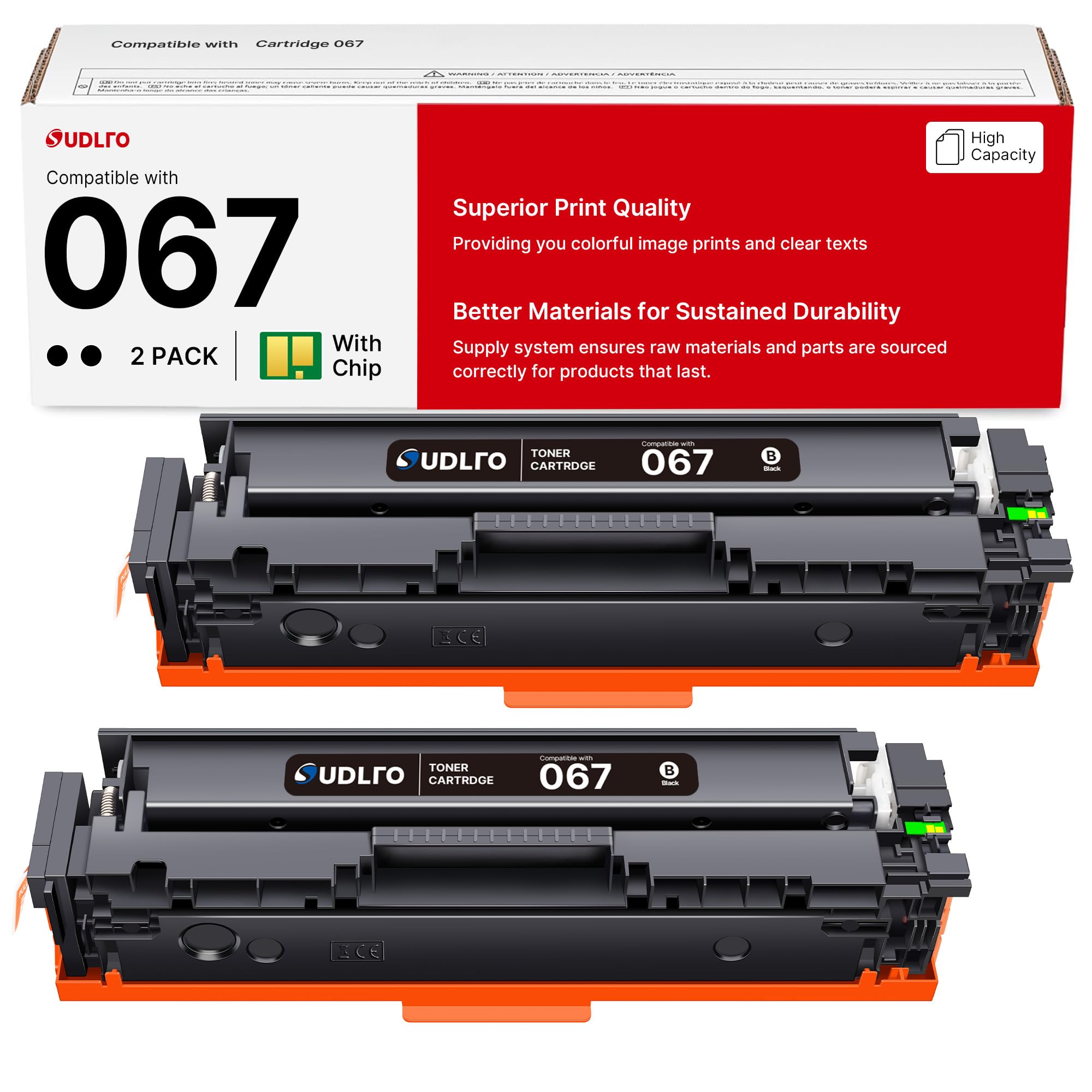 067 Black Toner Cartridge - 067 Toner Replacement for Canon 067 067H Toner Cartridge Set to Work with Canon MF656CDW MF654CDW MF653CDW LBP632CDW Printer Ink | 2 Pack Image